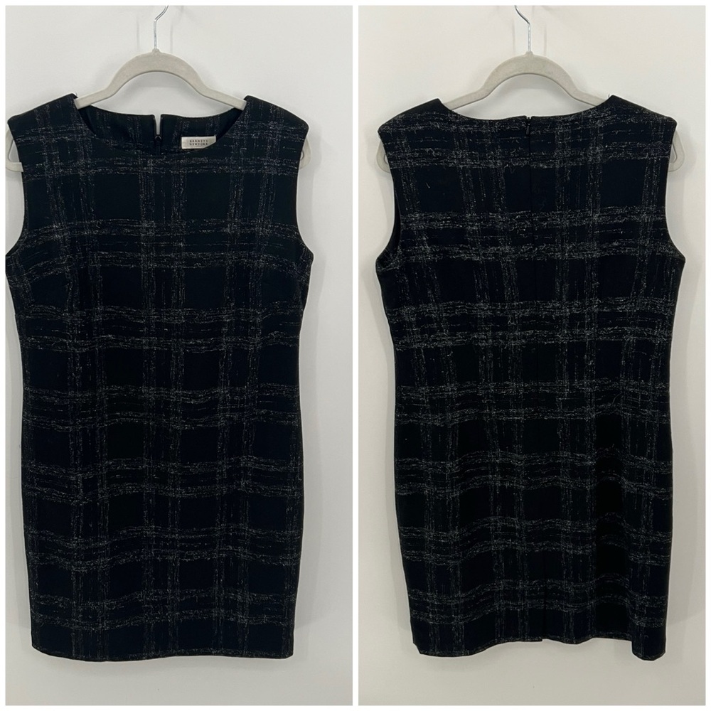 Barneys New York wool blend plaid sheath dress